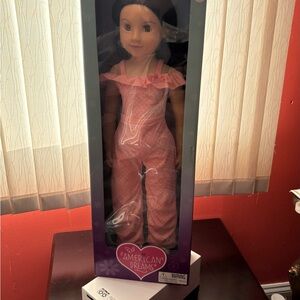 American Dream Doll with Pink Ruffled Jumpsuit